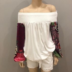 NWT white floral off the shoulder top *medium